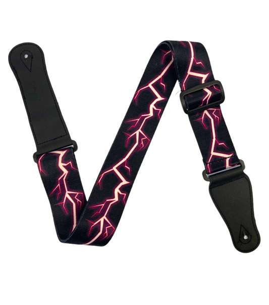 Polyester Guitar Strap - Pink Lightning