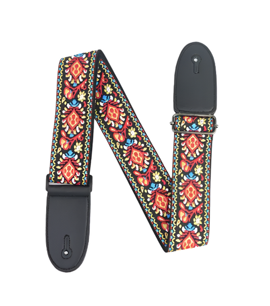 Guitar Strap - Red Embroidered