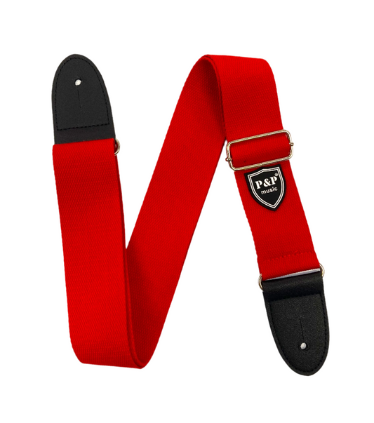 Guitar Strap - Red Poly w/ Pick Holder