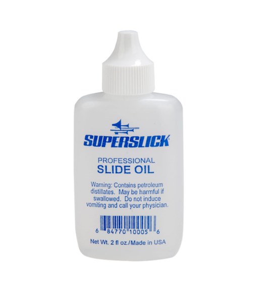 Superslick Trombone Slide Oil, Light Viscosity, dropper tip and cap – 2 oz