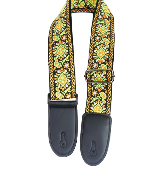 Guitar Strap - Vintage Embroidered Green