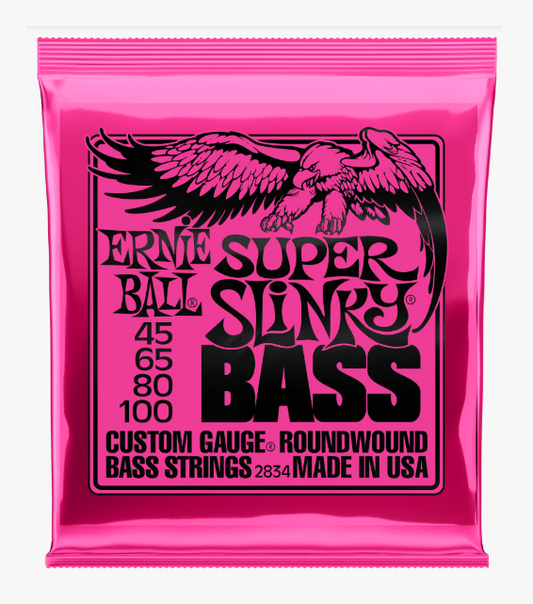 Ernie Ball Super Slinky Nickel Wound Electric Bass Strings 45-100 Gauge