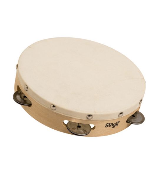 Stagg 8" Wood Tambourine with Head - 1 Row