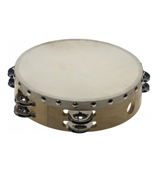 Stagg 8" Wood Tambourine with Head - 2 Rows