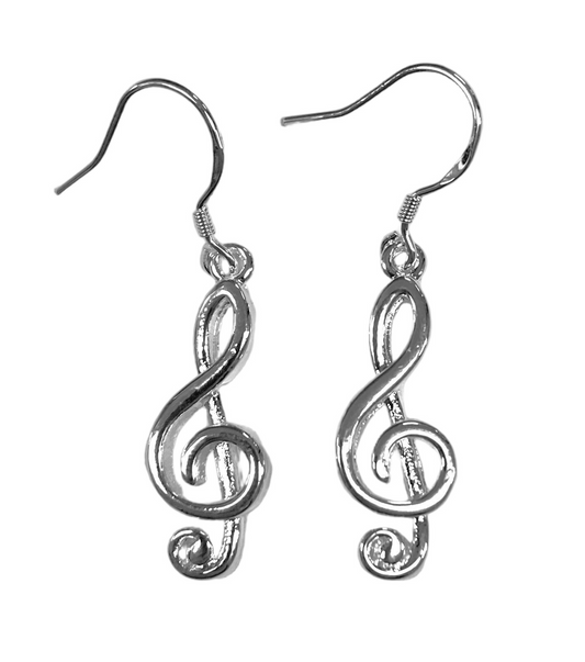 Treble clef Earrings - 925 Sterling Silver Hooks