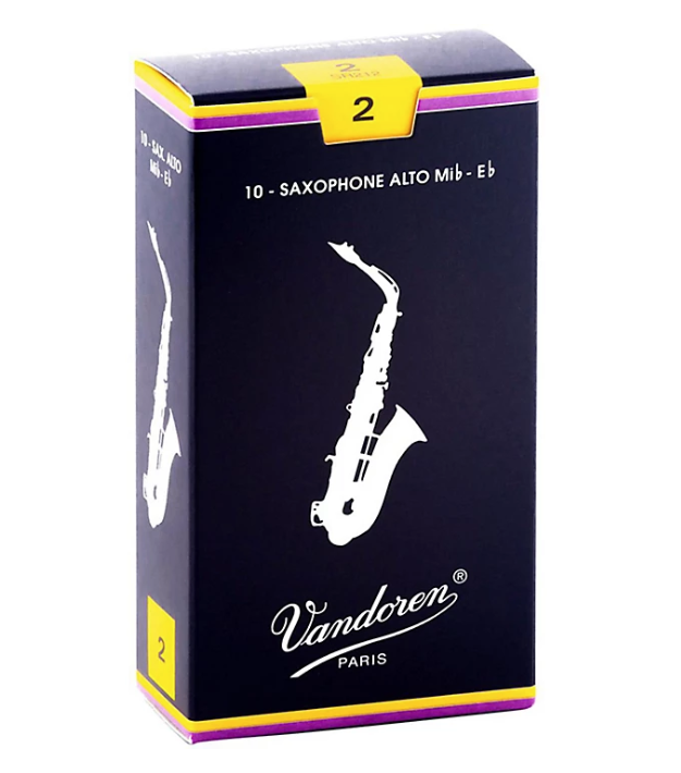 Vandoren Traditional Alto Saxophone Reeds - Box of 10 - Sizes 2-3.5