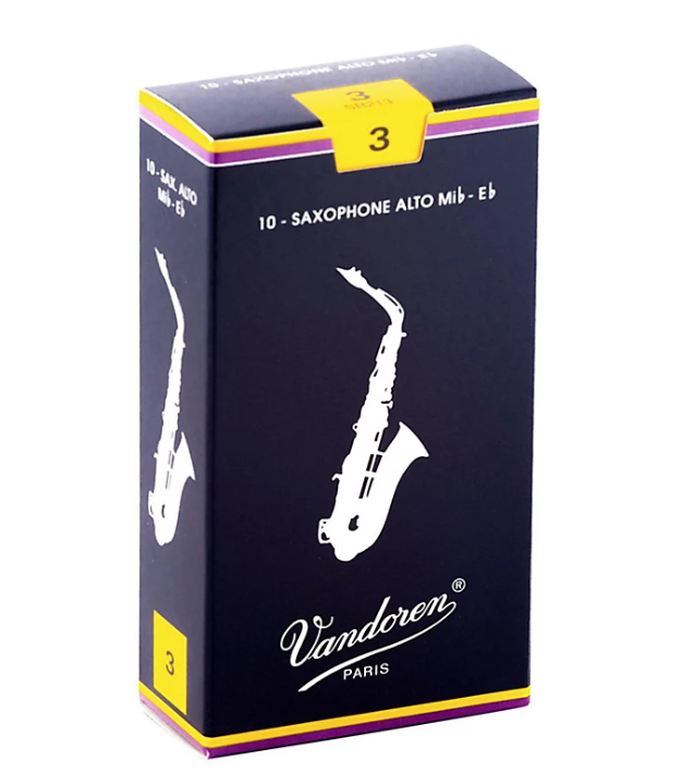 Vandoren Traditional Alto Saxophone Reeds - Box of 10 - Sizes 2-3.5
