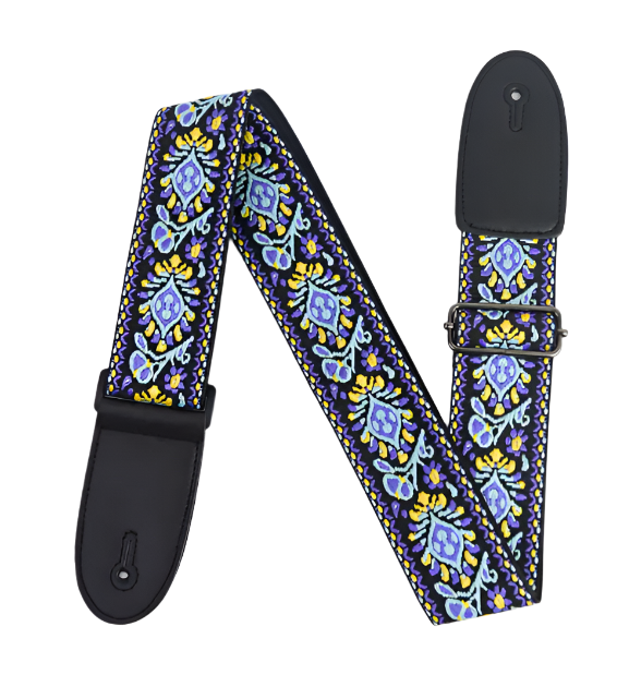 Guitar Strap - Vintage Embroidered Blue