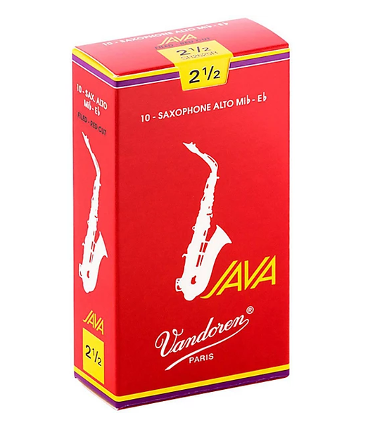Vandoren JAVA Red Alto Saxophone Reeds - Box of 10 - Sizes 2.5-3.5