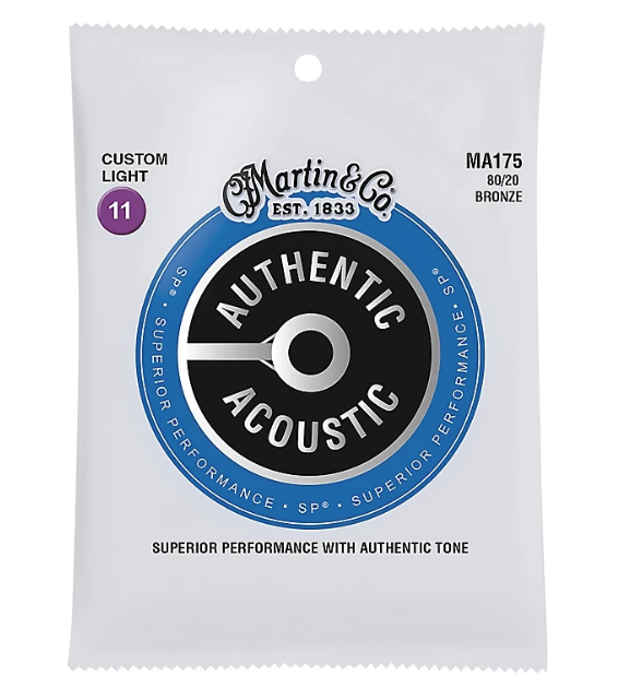 Martin MA175 SP 80/20 Bronze Custom-Light Authentic Acoustic Guitar Strings