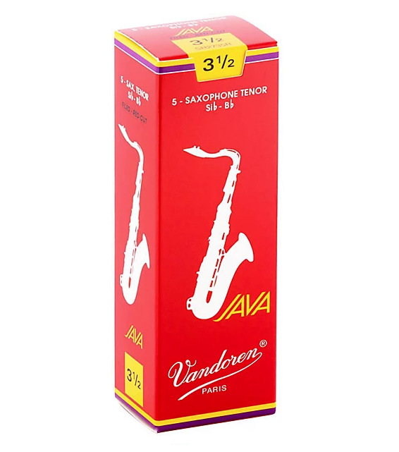 Vandoren JAVA Red Tenor Saxophone Reeds - Box of 5 - Sizes 2.5 - 3.5